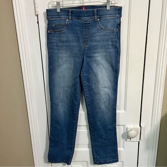 Spanx Ankle Straight Leg Jeans Vintage Indigo Pull On Large D2 - Picture 2 of 9